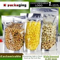 5 pcs Wholesale 0.20mm Thickness Clear Front Aluminium Food Pouch Ziplock Stand Up Pouch for Nuts